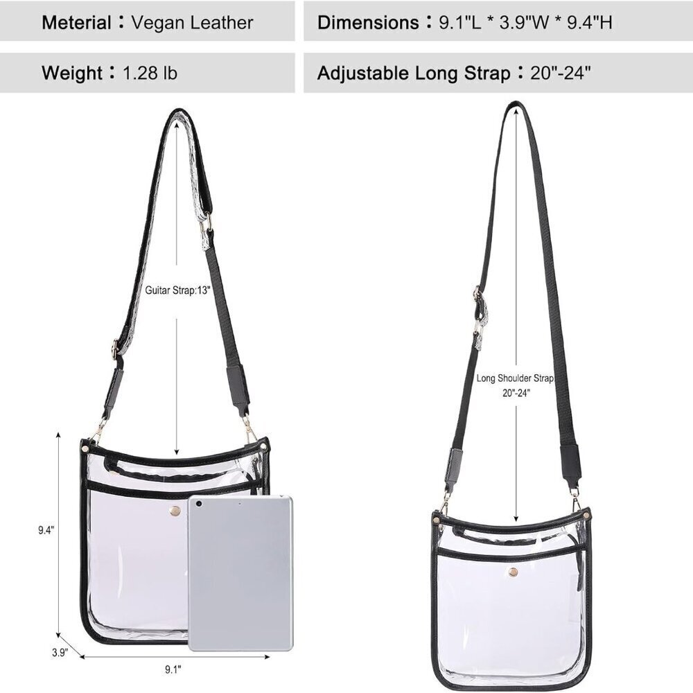 Clear Purse Stadium Approved Crossbody Bag Women Adjustable Strap Compact - Picture 3 of 7